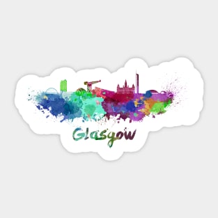 Glasgow skyline in watercolor Sticker